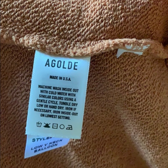 AGOLDE V Neck Balloon Sleeve Sweatshirt in Umber - Picture 15 of 16